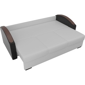 фото Прямой диван лига диванов монако slide экокожа белый подлокотники черные подушки черные
