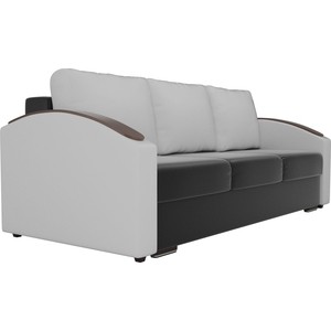 фото Прямой диван лига диванов монако slide экокожа черный подлокотники белые подушки белые