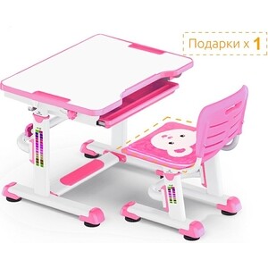 фото Комплект мебели (столик+стульчик) mealux evo bd-08 teddy pink столешница белая/пластик розовый