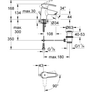 Смеситель для раковины Grohe Eurostyle с донным клапаном, хром (2337410E)