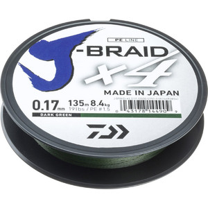 фото Леска рыболовная daiwa плетеная j-braid x4 135м 0,13мм зеленая