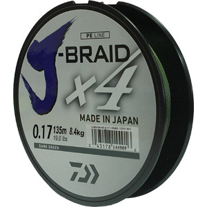 фото Леска рыболовная daiwa плетеная j-braid x4 135м 0,17мм зеленая