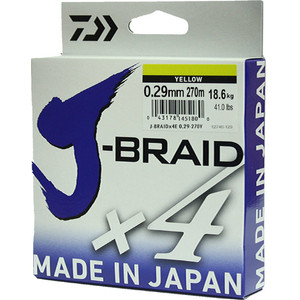 фото Леска рыболовная daiwa плетеная j-braid x4 270м 0,29мм желтая