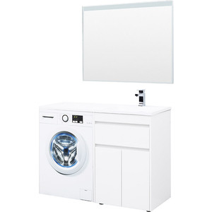 фото Мебель для ванной aquanet токио 120 напольная, правая, белая, под стиральную машину