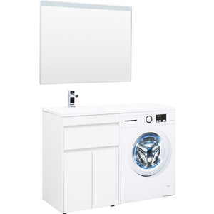 фото Мебель для ванной aquanet токио 120 напольная, левая, белая, под стиральную машину
