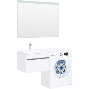 фото Мебель для ванной aquanet токио 120 подвесная, левая, белая, под стиральную машину
