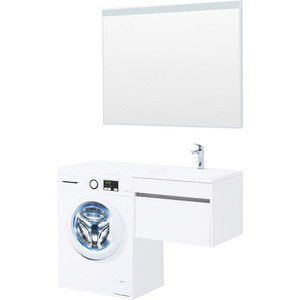 фото Мебель для ванной aquanet токио 120 подвесная, правая, белая, под стиральную машину