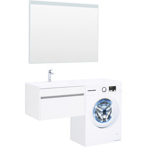 фото Мебель для ванной aquanet токио 130 подвесная, левая, белая, под стиральную машину