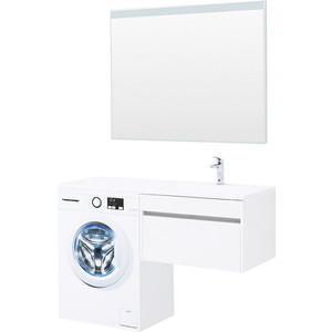 фото Мебель для ванной aquanet токио 130 подвесная, правая, белая, под стиральную машину