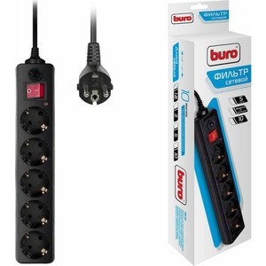 Сетевой фильтр Buro 500SH-1.8-B 1.8м (5 розеток) черный сетевой фильтр buro 500sh 10 w 5 розеток 10 м