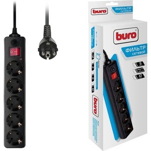 Сетевой фильтр Buro 500SH-10-B 10м (5 розеток) черный сетевой фильтр buro 600sh 5 b 5м 6 розеток 2200 вт 600sh 5 b