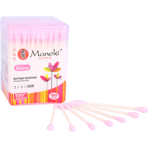 

Ватные палочки MANEKI Lovely гигиенические, с розовым стиком, в пластиковой коробке 150 шт, Lovely гигиенические, с розовым стиком, в пластиковой коробке 150 шт