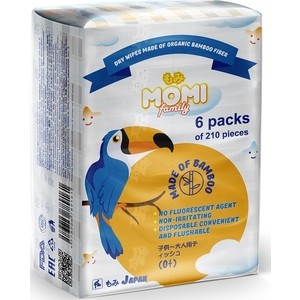 

Салфетки бумажные Momi Family Bamboo 3 слоя 6х210 шт, Family Bamboo 3 слоя 6х210 шт