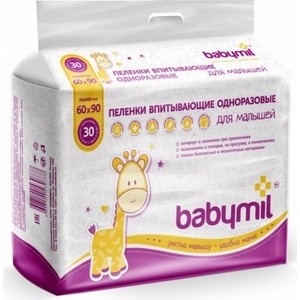 

Пеленки впитывающие BABYMIL 60*90 см Оптима 30шт 4627104-430777, 60*90 см Оптима 30шт 4627104-430777
