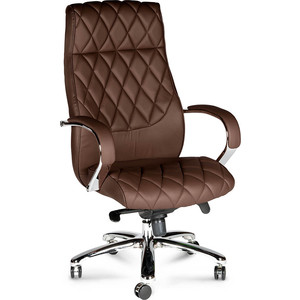 фото Кресло офисное norden бонд brown сталь + хром/темно- коричневая экокожа