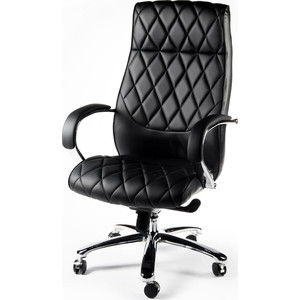 Кресло офисное NORDEN Бонд black сталь + хром/черная экокожа офисное кресло ch 1300n or 16 иск кожа черная