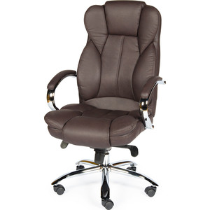 Кресло офисное NORDEN Верса brown сталь + хром/темно-коричневая экокожа офисное кресло norden трон ys1505a brown коричневая кожа