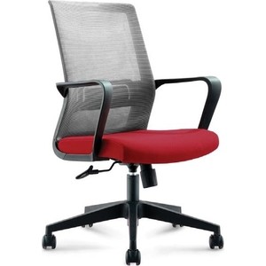 Кресло офисное NORDEN Интер LB/ черный пластик/серая сетка/вишневая ткань