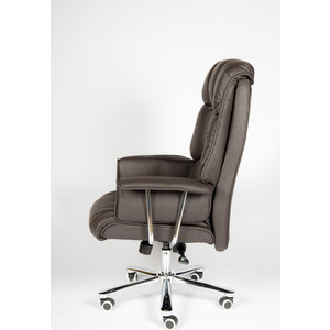 Кресло офисное NORDEN Президент сталь + хром/темно-коричневая кожа