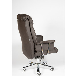 Кресло офисное NORDEN Президент сталь + хром/темно-коричневая кожа