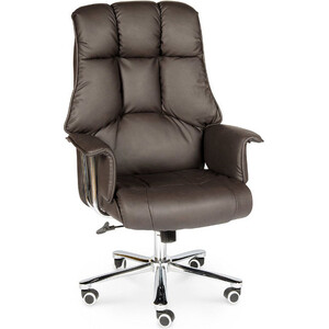Кресло офисное NORDEN Президент сталь + хром/темно-коричневая экокожа офисное кресло norden porsche f181 brown leather коричневая кожа алюминий крестовина