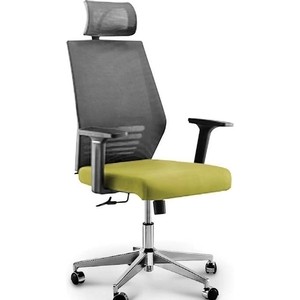Кресло офисное NORDEN Престиж black/ черный пластик/серая сетка/зеленая ткань