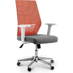 фото Кресло офисное norden престиж lb/ белый пластик/оранжевая сетка/серая ткань