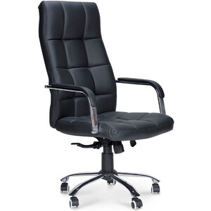 Кресло офисное NORDEN Римини хром/черная экокожа офисное кресло norden шопен fk 0005 a   leather черная кожа алюминий крестовина
