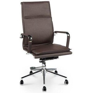 Кресло офисное NORDEN Харман brown хром/темно- коричневая экокожа офисное кресло norden трон ys1505a brown коричневая кожа
