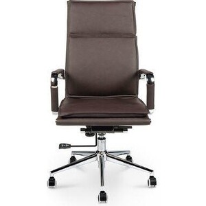Кресло офисное NORDEN Харман brown хром/темно- коричневая экокожа