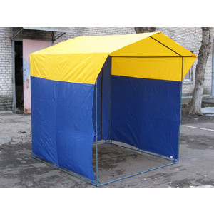 фото Палатка торговая митек домик 1,5х1,5 (разборная)(зеленый/желтый)