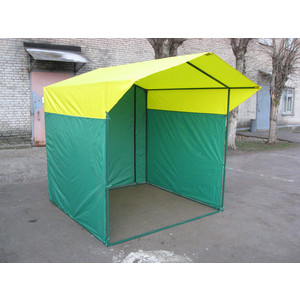 фото Палатка торговая митек домик 1,5х1,5 (разборная)(зеленый/желтый)