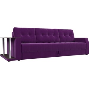 Диван-еврокнижка АртМебель Атлант микровельвет фиолетовый стол с левой стороны диван еврокнижка артмебель венеция микровельвет фиолетовый