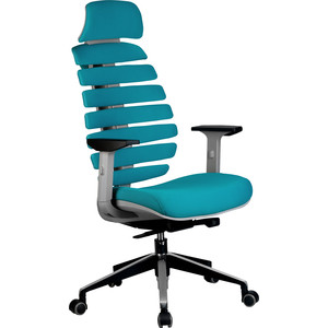 Кресло Riva Chair RCH Shark серый пластик, ткань лазурная (26-30)