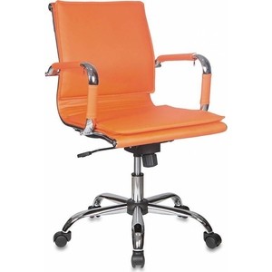 Кресло руководителя Бюрократ CH-993-LOW/ORANGE низкая спинка оранжевый искусственная кожа крестовина хром фото
