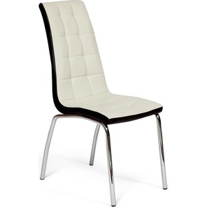 Стул TetChair ALESSI (mod.36) металл/экокожа, слоновая кость/темно-коричневый (окантовка)/хром