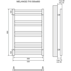 Полотенцесушитель электрический Lemark Melange П10 500x800 скрытое подключение, хром (LM49810E, LM0101C)