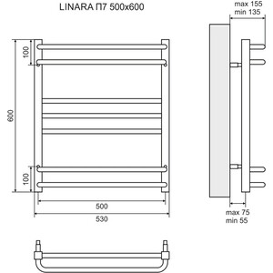 Полотенцесушитель водяной Lemark Linara П7 500x600 с набором подключений (LM04607, LM03412S)