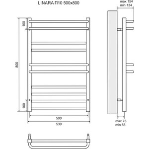 Полотенцесушитель водяной Lemark Linara П10 500x800 с набором подключений (LM04810, LM03412S)