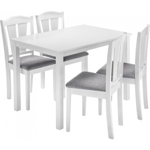Обеденная группа Woodville Mali (стол и 4 стула) white/grey Mali (стол и 4 стула) white/grey - фото 1