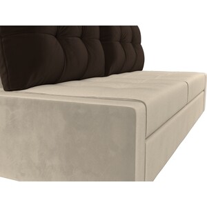 фото Прямой диван лига диванов мартин микровельвет бежевый подушки коричневый