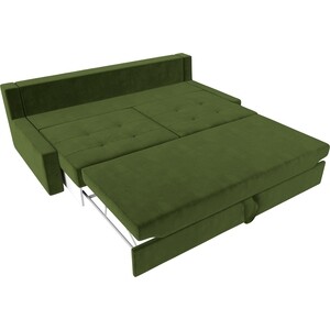фото Прямой диван лига диванов мартин микровельвет зеленый подушки бежевый