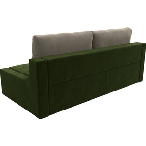 Прямой диван Лига Диванов Мартин микровельвет зеленый подушки бежевый