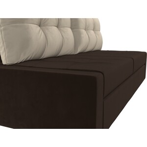 фото Прямой диван лига диванов мартин микровельвет коричневый подушки бежевый