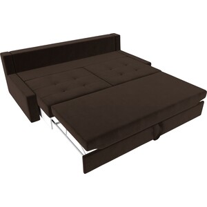 фото Прямой диван лига диванов мартин микровельвет коричневый подушки бежевый