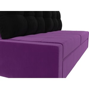 Прямой диван Лига Диванов Мартин микровельвет фиолетовый подушки черный