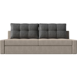 фото Прямой диван лига диванов мартин рогожка бежевый подушки серый