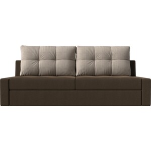 фото Прямой диван лига диванов мартин рогожка коричневы подушки бежевый