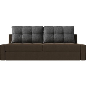 фото Прямой диван лига диванов мартин рогожка коричневый подушки серый