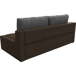 фото Прямой диван лига диванов мартин рогожка коричневый подушки серый